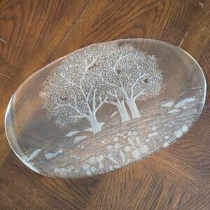 Vintage Nature Glass Serving Platter